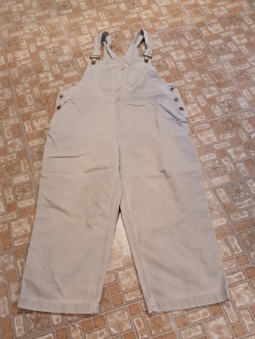 Eddie Bauer Women's Light Gray Overalls - Relaxed Wide-Leg Fit, Size Xlp